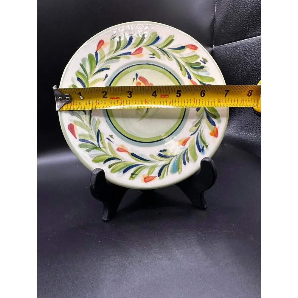 Southern Living‎ Sienna Green Garland Gail Pittman Pottery Trivet Plate 7.25”